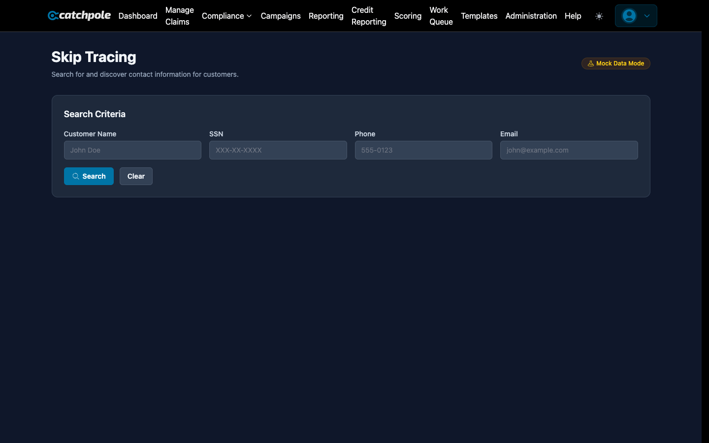 Skip tracing results with contact information lookup