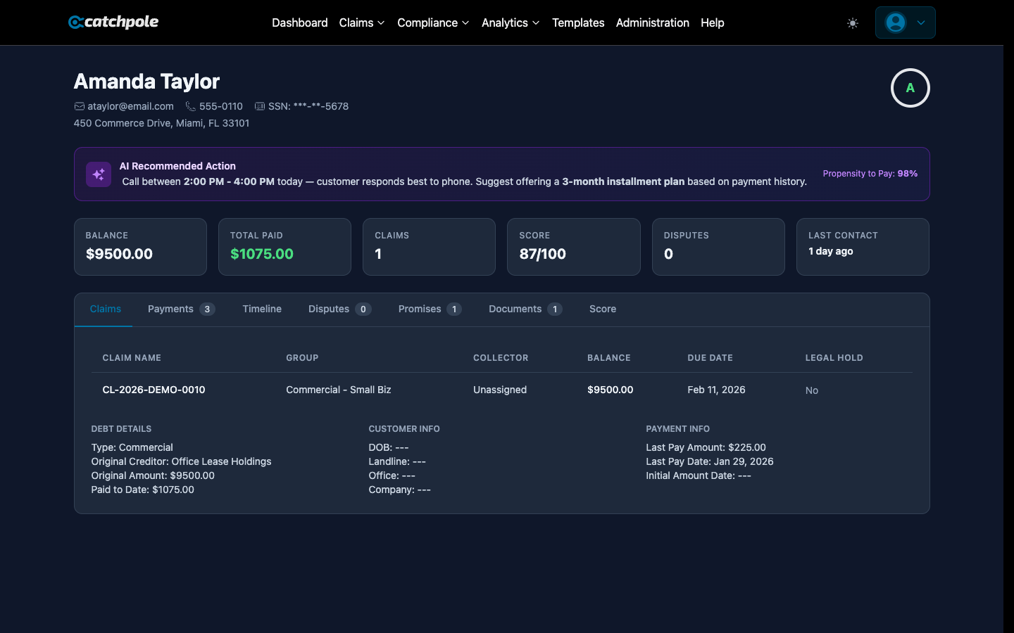 AI next-best-action recommendations on the Customer 360 view