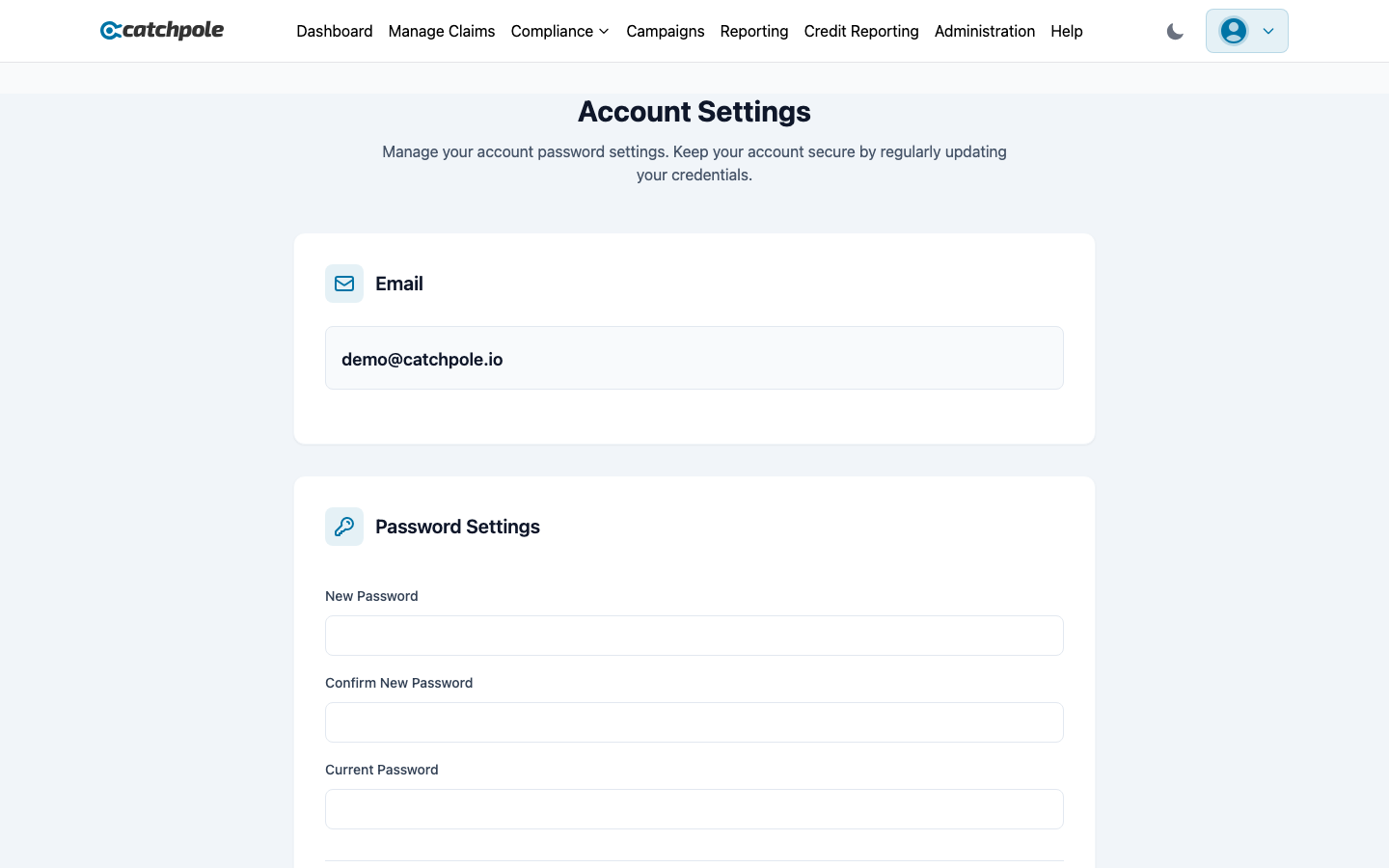 Organization settings with portal and integration configuration