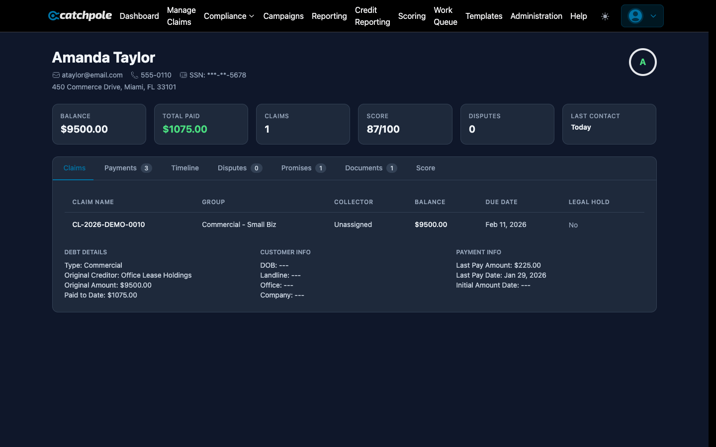 Customer 360 view with complete account history and AI recommendations